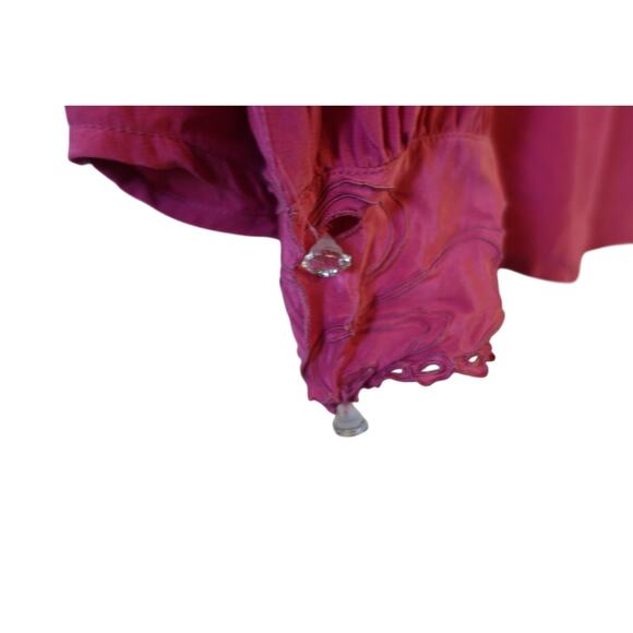 Vintage 80s Shirt Womens 6 Pink Silk Eyelet Bow Coquette Romantic Girly Top - Picture 7 of 12